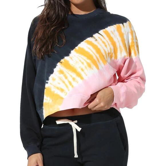 Electric & Rose Poppy Peach Tie Dye Ronan Pullover Crop Size XS - Picture 5 of 5